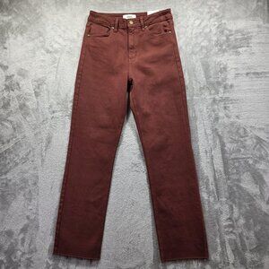 JBD Just Black Denim Jeans Womens 27 Burgundy High Rise Raw Hem Straight Stretch